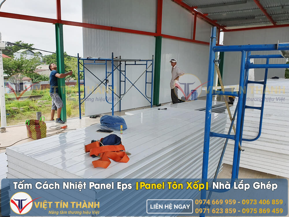 hướng dẫn thi công nhà tiền chế bằng tấm panel cách nhiệt eps tôn xốp